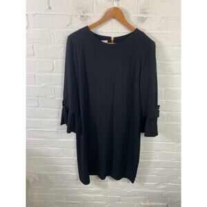 Sara Campbell Women's 3/4 Sleeve Cerise Shift Dress Round Neck Black Size 12